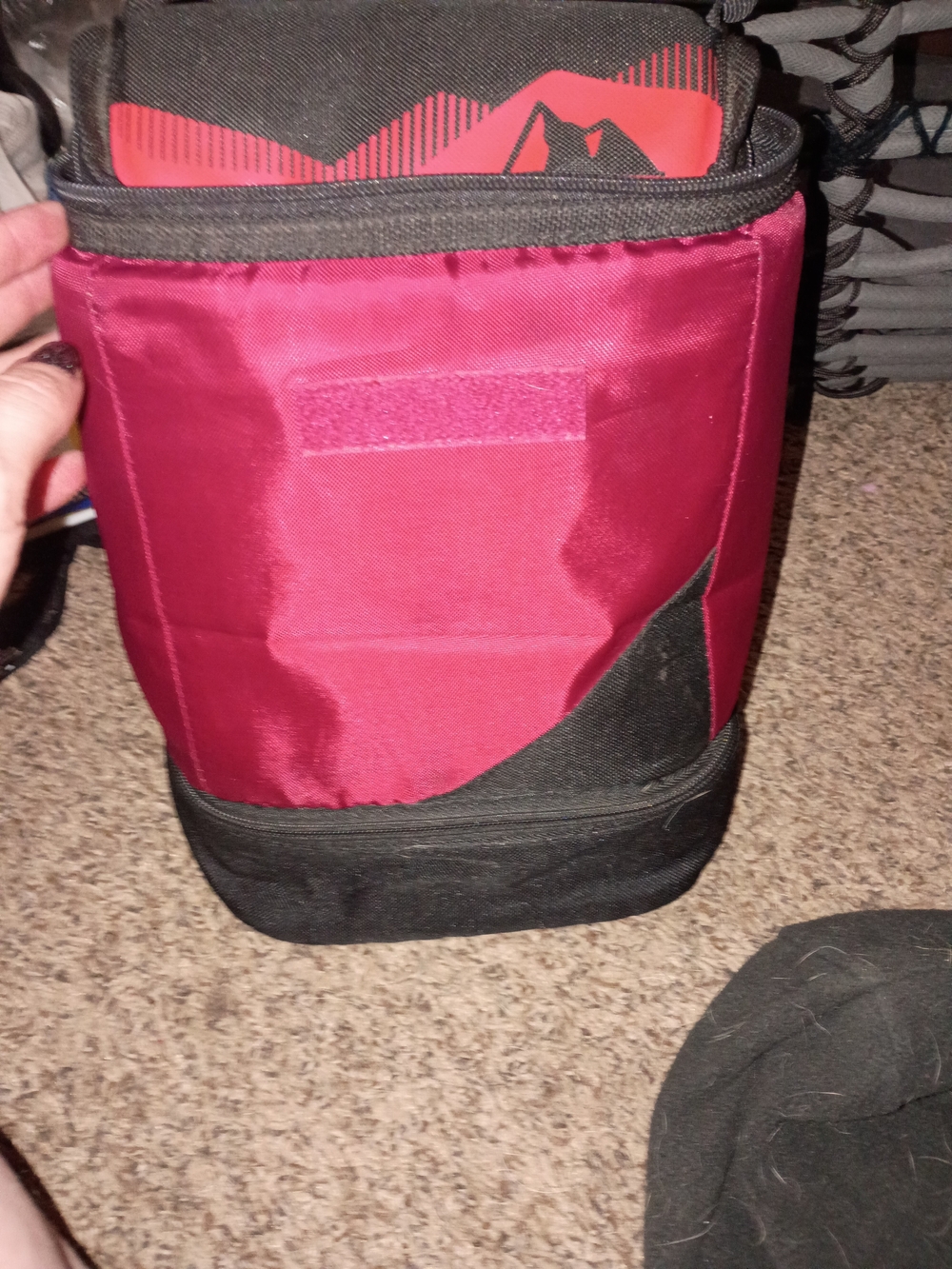 Women's Insulated Burgundy and Black Lunch Bag - Compact Carry